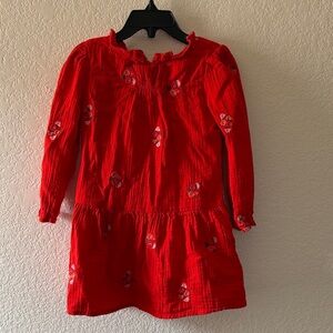 Cat & Jack Vibrant Red Kids Dress with Floral Design